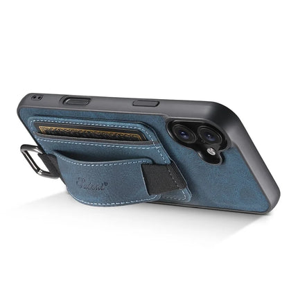 SUTENI H13 For iPhone 16 Plus Case Litchi Texture Leather+TPU+PC Cover with Card Holder Kickstand