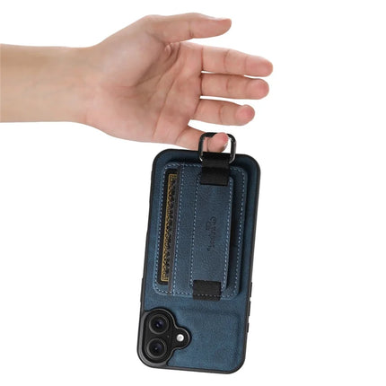 SUTENI H13 For iPhone 16 Plus Case Litchi Texture Leather+TPU+PC Cover with Card Holder Kickstand