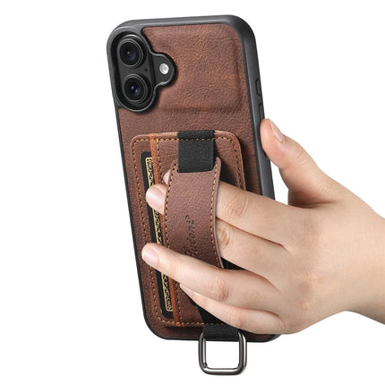 SUTENI H13 For iPhone 16 Plus Case Litchi Texture Leather+TPU+PC Cover with Card Holder Kickstand