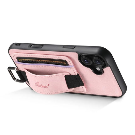 SUTENI H13 For iPhone 16 Plus Case Litchi Texture Leather+TPU+PC Cover with Card Holder Kickstand