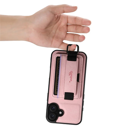 SUTENI H13 For iPhone 16 Plus Case Litchi Texture Leather+TPU+PC Cover with Card Holder Kickstand