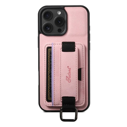 SUTENI H13 For iPhone 16 Pro Max Case Litchi Texture Leather+TPU+PC Cover with Card Holder Kickstand