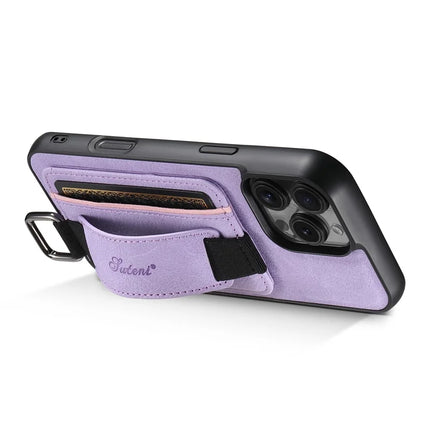 SUTENI H13 For iPhone 16 Pro Max Case Litchi Texture Leather+TPU+PC Cover with Card Holder Kickstand