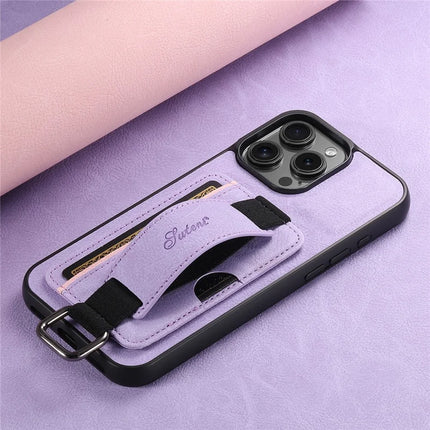 SUTENI H13 For iPhone 16 Pro Max Case Litchi Texture Leather+TPU+PC Cover with Card Holder Kickstand