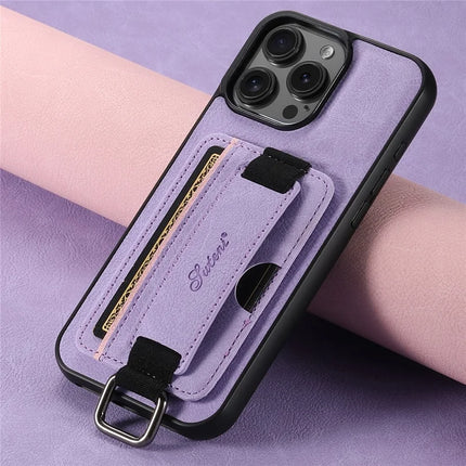 SUTENI H13 For iPhone 16 Pro Max Case Litchi Texture Leather+TPU+PC Cover with Card Holder Kickstand