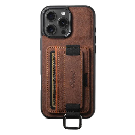 SUTENI H13 For iPhone 16 Pro Max Case Litchi Texture Leather+TPU+PC Cover with Card Holder Kickstand