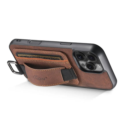 SUTENI H13 For iPhone 16 Pro Max Case Litchi Texture Leather+TPU+PC Cover with Card Holder Kickstand
