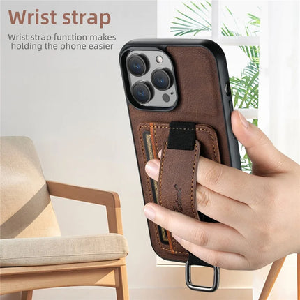 SUTENI H13 For iPhone 16 Pro Max Case Litchi Texture Leather+TPU+PC Cover with Card Holder Kickstand
