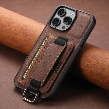 SUTENI H13 For iPhone 16 Pro Max Case Litchi Texture Leather+TPU+PC Cover with Card Holder Kickstand