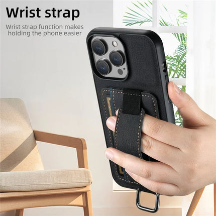 SUTENI H13 For iPhone 16 Pro Max Case Litchi Texture Leather+TPU+PC Cover with Card Holder Kickstand