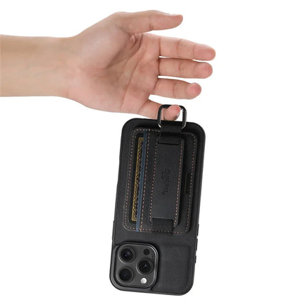 SUTENI H13 For iPhone 16 Pro Max Case Litchi Texture Leather+TPU+PC Cover with Card Holder Kickstand