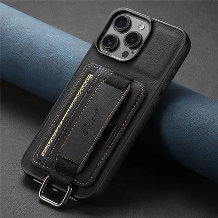 SUTENI H13 For iPhone 16 Pro Max Case Litchi Texture Leather+TPU+PC Cover with Card Holder Kickstand