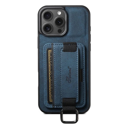 SUTENI H13 For iPhone 16 Pro Max Case Litchi Texture Leather+TPU+PC Cover with Card Holder Kickstand