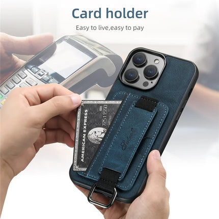 SUTENI H13 For iPhone 16 Pro Max Case Litchi Texture Leather+TPU+PC Cover with Card Holder Kickstand