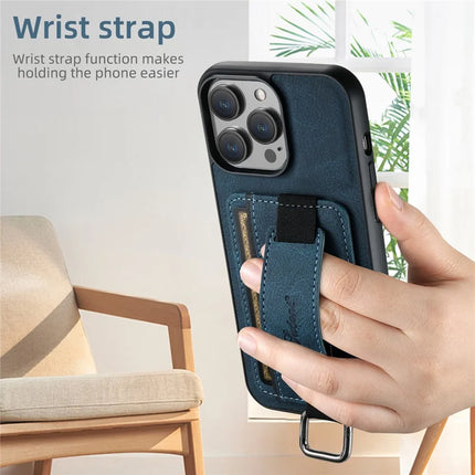 SUTENI H13 For iPhone 16 Pro Max Case Litchi Texture Leather+TPU+PC Cover with Card Holder Kickstand