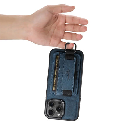 SUTENI H13 For iPhone 16 Pro Max Case Litchi Texture Leather+TPU+PC Cover with Card Holder Kickstand