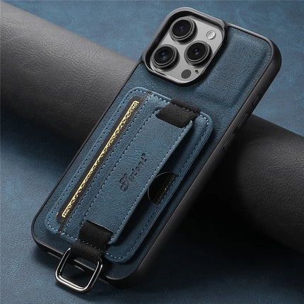 SUTENI H13 For iPhone 16 Pro Max Case Litchi Texture Leather+TPU+PC Cover with Card Holder Kickstand