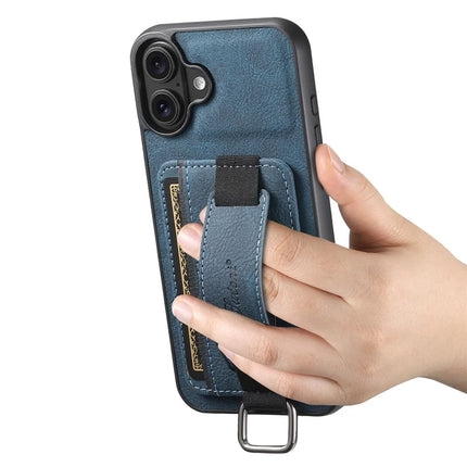 SUTENI H13 For iPhone 16 Case Litchi Texture Leather+TPU+PC Cover with Card Holder Kickstand