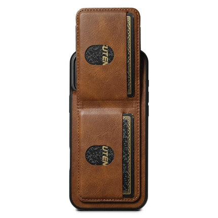 SUTENI H03 For iPhone 16 Pro Max Case Card Holder Waxy Texture Leather+TPU Phone Cover
