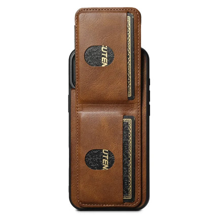 SUTENI H03 For iPhone 16 Plus Case Card Holder Waxy Texture Leather+TPU Phone Cover