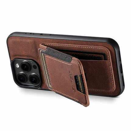 SUTENI H03 For iPhone 16 Pro Max Case Card Holder Kickstand Litchi Texture Leather+TPU Phone Cover