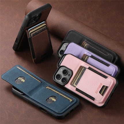 SUTENI H03 For iPhone 16 Pro Max Case Card Holder Kickstand Litchi Texture Leather+TPU Phone Cover