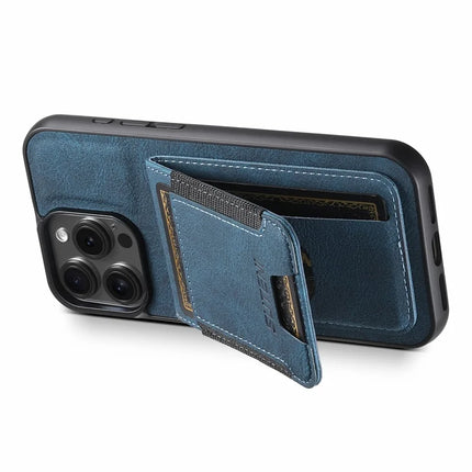 SUTENI H03 For iPhone 16 Pro Max Case Card Holder Kickstand Litchi Texture Leather+TPU Phone Cover