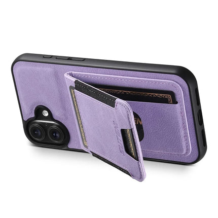 SUTENI H03 For iPhone 16 Plus Case Card Holder Kickstand Litchi Texture Leather+TPU Phone Cover