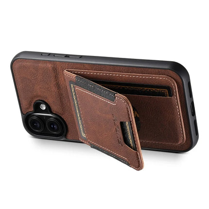 SUTENI H03 For iPhone 16 Plus Case Card Holder Kickstand Litchi Texture Leather+TPU Phone Cover