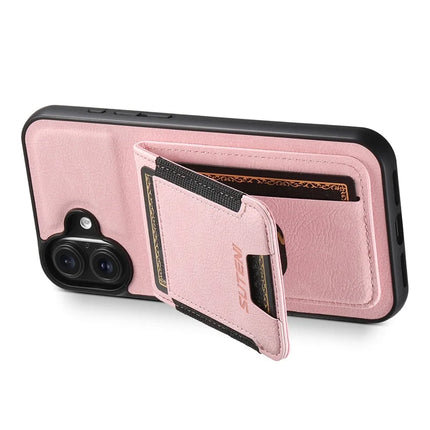 SUTENI H03 For iPhone 16 Plus Case Card Holder Kickstand Litchi Texture Leather+TPU Phone Cover