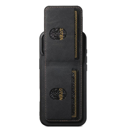 SUTENI H03 For iPhone 16 Plus Case Card Holder Kickstand Litchi Texture Leather+TPU Phone Cover