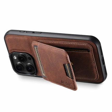 SUTENI H02 For iPhone 16 Pro Max Case Card Slots Kickstand Litchi Texture Leather+TPU Cover