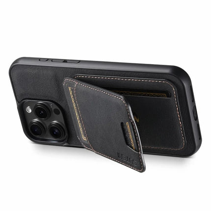 SUTENI H02 For iPhone 16 Pro Max Case Card Slots Kickstand Litchi Texture Leather+TPU Cover