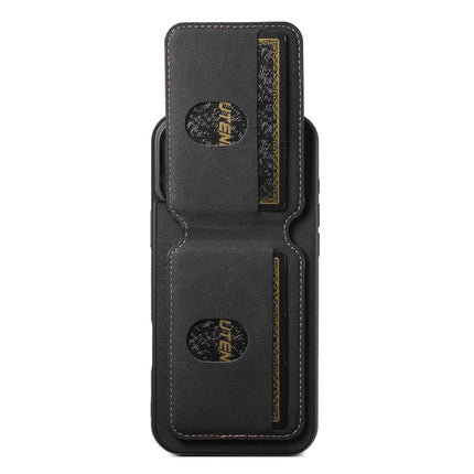 SUTENI H02 For iPhone 16 Pro Case Card Slots Kickstand Litchi Texture Leather+TPU Cover