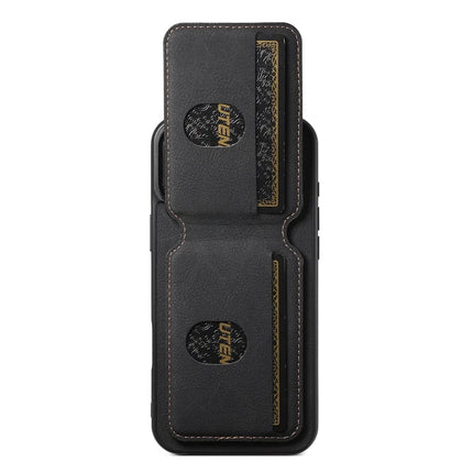 SUTENI H02 For iPhone 16 Plus Case Card Slots Kickstand Litchi Texture Leather+TPU Cover