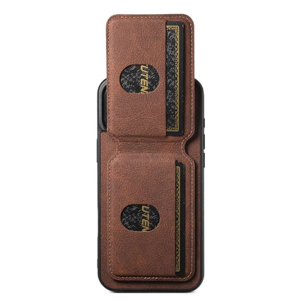 SUTENI H02 For iPhone 16 Plus Case Card Slots Kickstand Litchi Texture Leather+TPU Cover