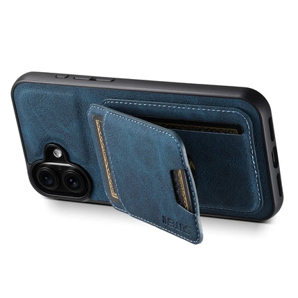 SUTENI H02 For iPhone 16 Plus Case Card Slots Kickstand Litchi Texture Leather+TPU Cover