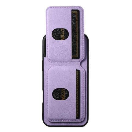 SUTENI H02 For iPhone 16 Plus Case Card Slots Kickstand Litchi Texture Leather+TPU Cover