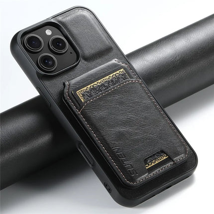 SUTENI H02 For iPhone 16 Pro Case Waxy Texture Leather+TPU Card Slots Kickstand Phone Cover
