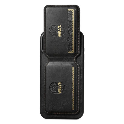 SUTENI H02 For iPhone 16 Plus Case Waxy Texture Leather+TPU Card Slots Kickstand Phone Cover