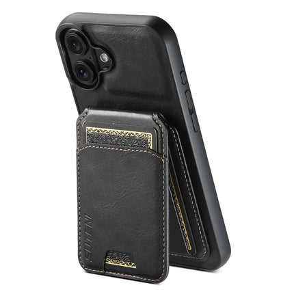 SUTENI H02 For iPhone 16 Plus Case Waxy Texture Leather+TPU Card Slots Kickstand Phone Cover