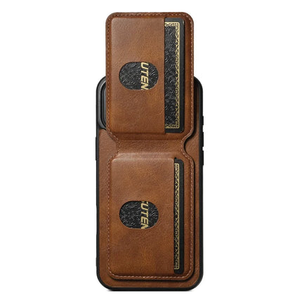 SUTENI H02 For iPhone 16 Plus Case Waxy Texture Leather+TPU Card Slots Kickstand Phone Cover