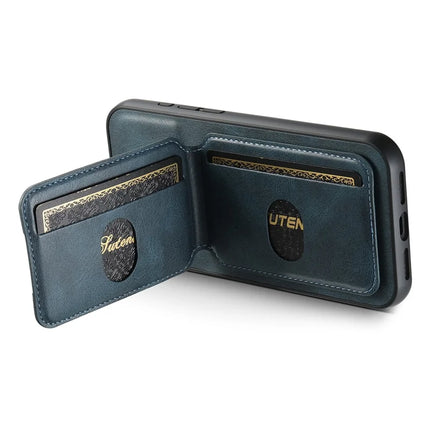 SUTENI H02 For iPhone 16 Plus Case Waxy Texture Leather+TPU Card Slots Kickstand Phone Cover