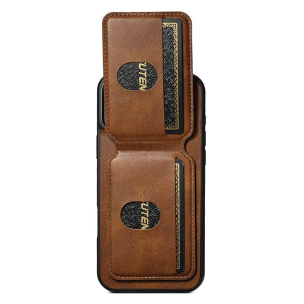 SUTENI H02 For iPhone 16 Pro Max Case Waxy Texture Leather+TPU Card Slots Kickstand Phone Cover