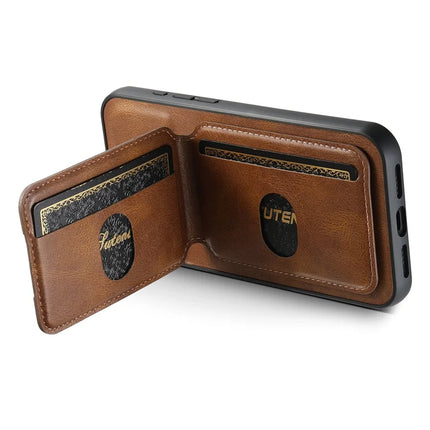 SUTENI H02 For iPhone 16 Pro Max Case Waxy Texture Leather+TPU Card Slots Kickstand Phone Cover
