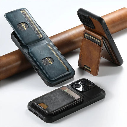 SUTENI H02 For iPhone 16 Pro Max Case Waxy Texture Leather+TPU Card Slots Kickstand Phone Cover