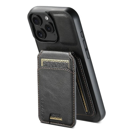 SUTENI H02 For iPhone 16 Pro Max Case Waxy Texture Leather+TPU Card Slots Kickstand Phone Cover