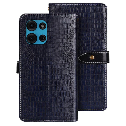 IDEWEI For Motorola Moto G75 5G Case Crocodile Texture PU Leather Flip Phone Cover - Blue