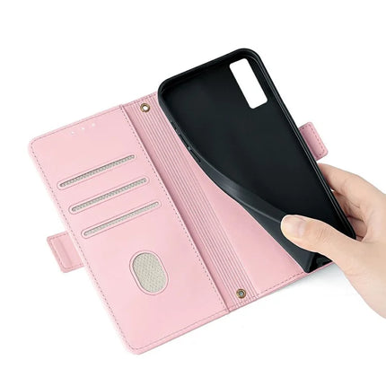 For iPhone 15 Pro Max Leather Wallet Case RFID Blocking Stand Cover with Hand Strap