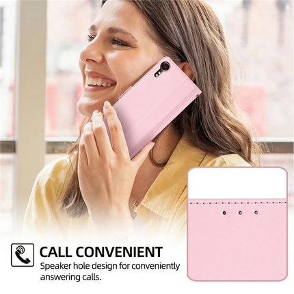 For iPhone 15 Pro Max Leather Wallet Case RFID Blocking Stand Cover with Hand Strap